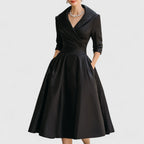 Ivy - Women's Wrap V-Neck A-Line with 3/4 Sleeves Dress