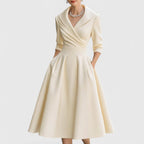 Ivy - Women's Wrap V-Neck A-Line with 3/4 Sleeves Dress