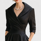 Ivy - Women's Wrap V-Neck A-Line with 3/4 Sleeves Dress