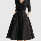 Ivy - Women's Wrap V-Neck A-Line with 3/4 Sleeves Dress