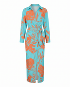 Jade - Women's Botanical Print Ruched Wrap Dress