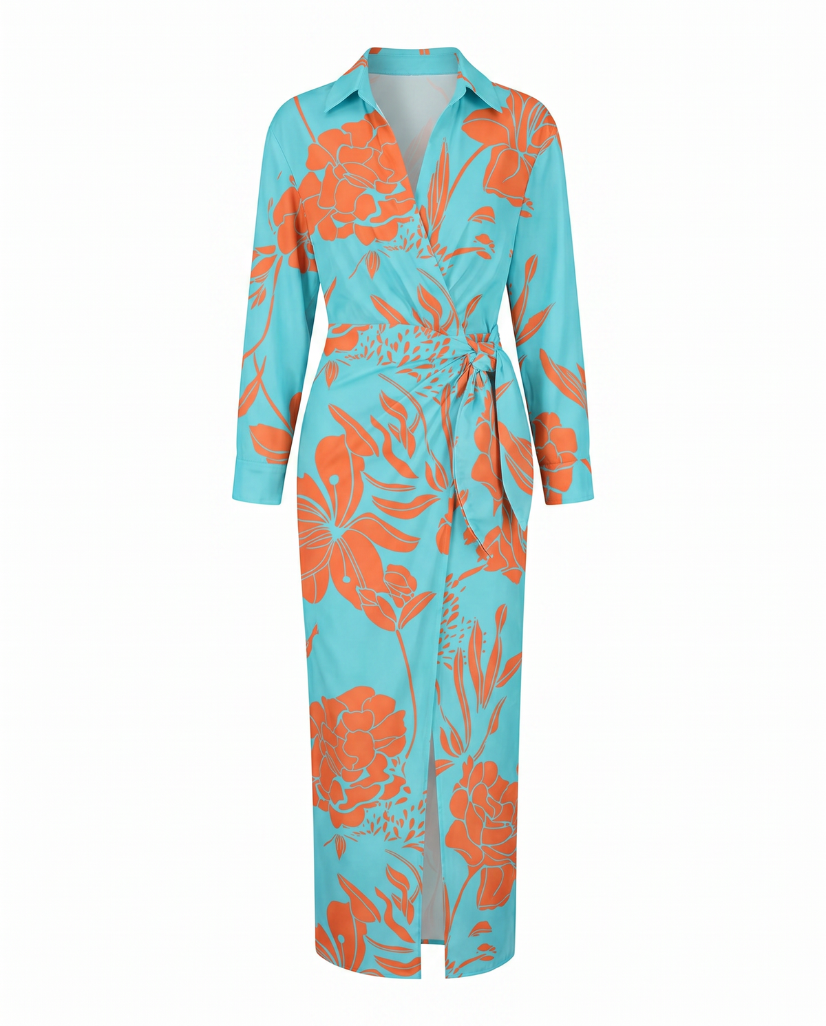 Jade - Women's Botanical Print Ruched Wrap Dress