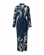 Jade - Women's Botanical Print Ruched Wrap Dress