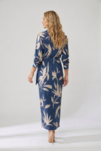 Jade - Women's Botanical Print Ruched Wrap Dress