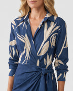 Jade - Women's Botanical Print Ruched Wrap Dress