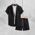 Jaden - Men's Diamond-Textured Button-Up Co-Ord Set