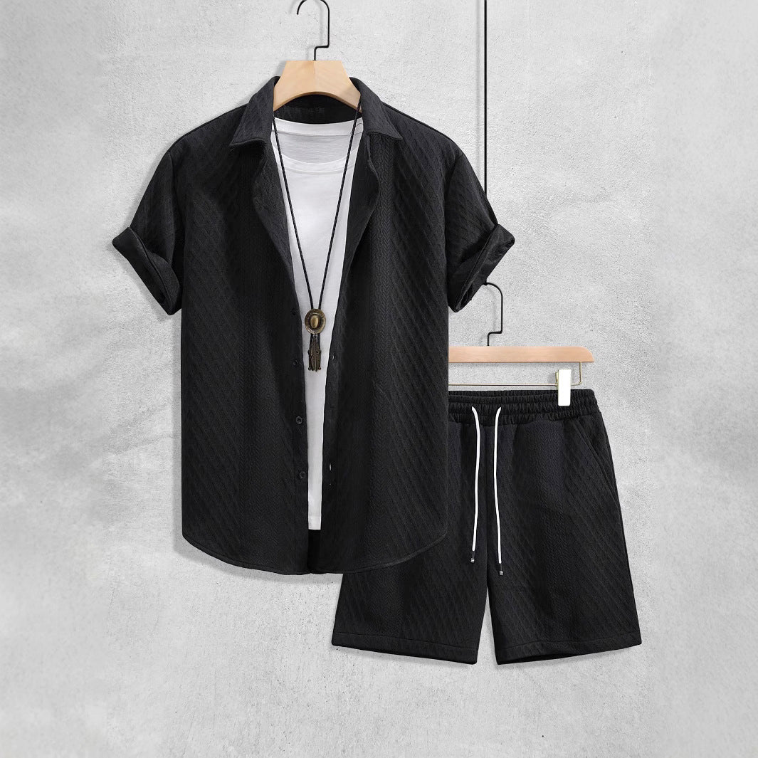 Jaden - Men's Diamond-Textured Button-Up Co-Ord Set