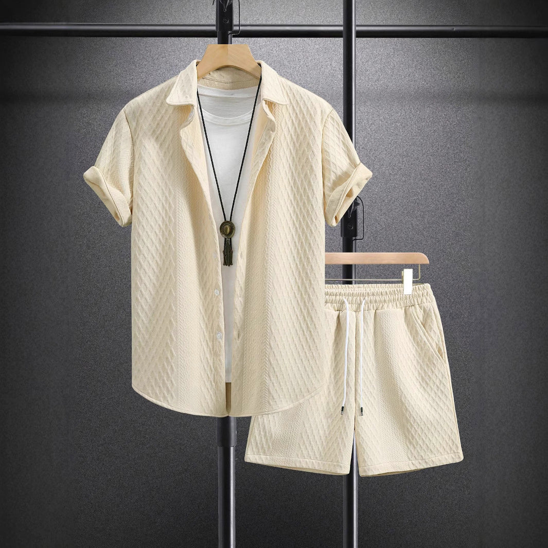 Jaden - Men's Diamond-Textured Button-Up Co-Ord Set