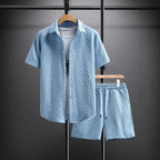 Jaden - Men's Diamond-Textured Button-Up Co-Ord Set