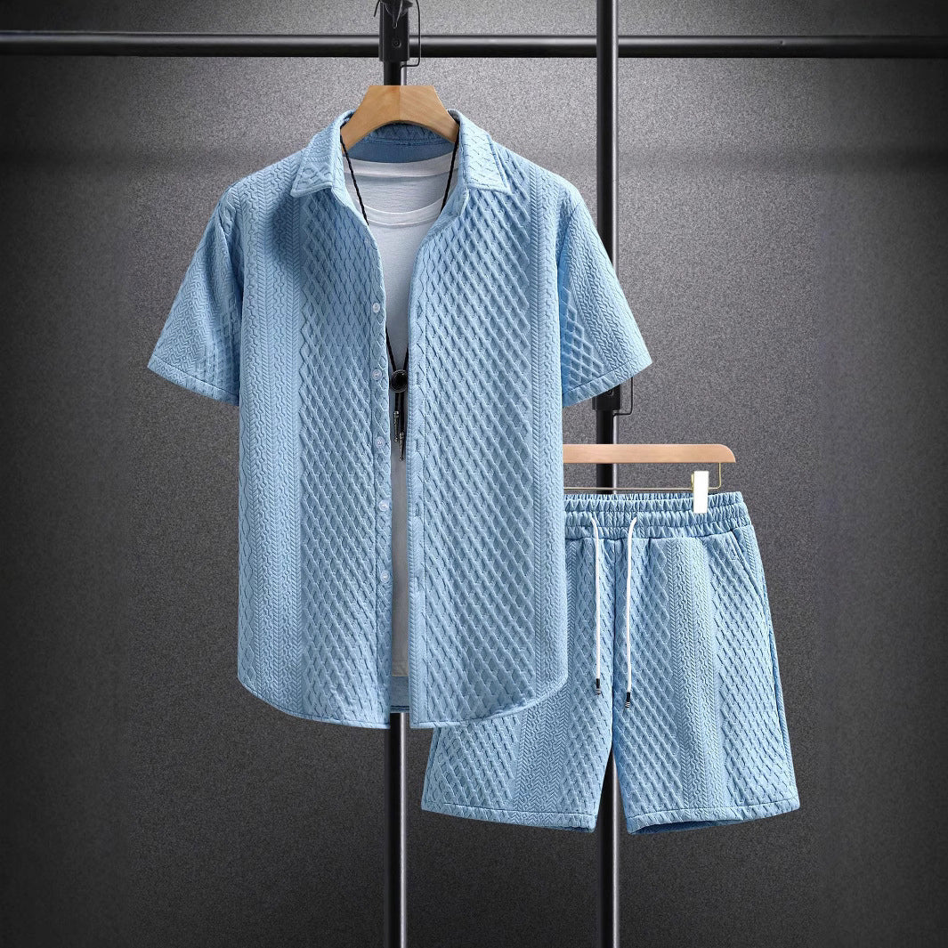 Jaden - Men's Diamond-Textured Button-Up Co-Ord Set