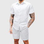 Jaden - Men's Diamond-Textured Button-Up Co-Ord Set