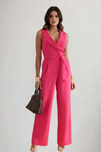 Jannelle - Women's Wrap Jumpsuit with Tie Waist