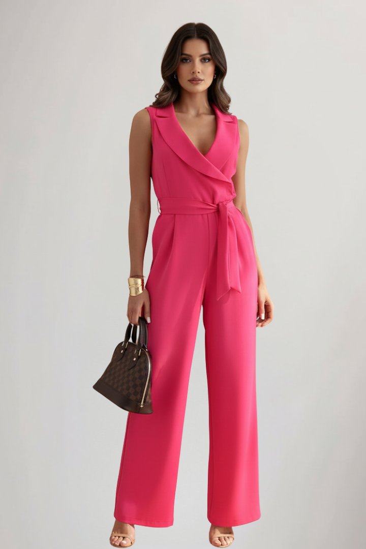 Jannelle - Women's Wrap Jumpsuit with Tie Waist