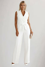 Jannelle - Women's Wrap Jumpsuit with Tie Waist