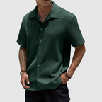 Jared - Men's Textured Short-Sleeve Camp Collar Shirt