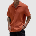 Jared - Men's Textured Short-Sleeve Camp Collar Shirt