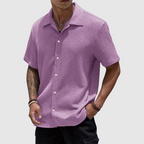 Jared - Men's Textured Short-Sleeve Camp Collar Shirt