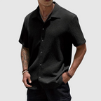 Jared - Men's Textured Short-Sleeve Camp Collar Shirt