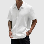 Jared - Men's Textured Short-Sleeve Camp Collar Shirt