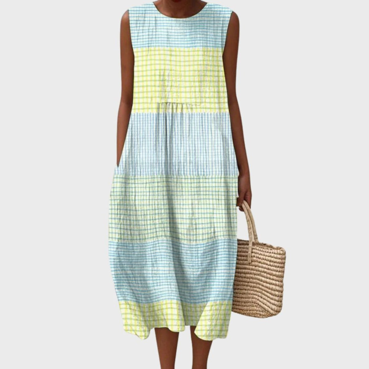 Jayla - Women's Colorblock Gingham Tiered Dress