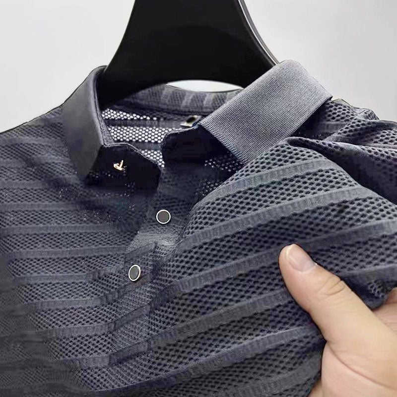 Jayvie - Men's Textured Mesh Knit Polo Shirt