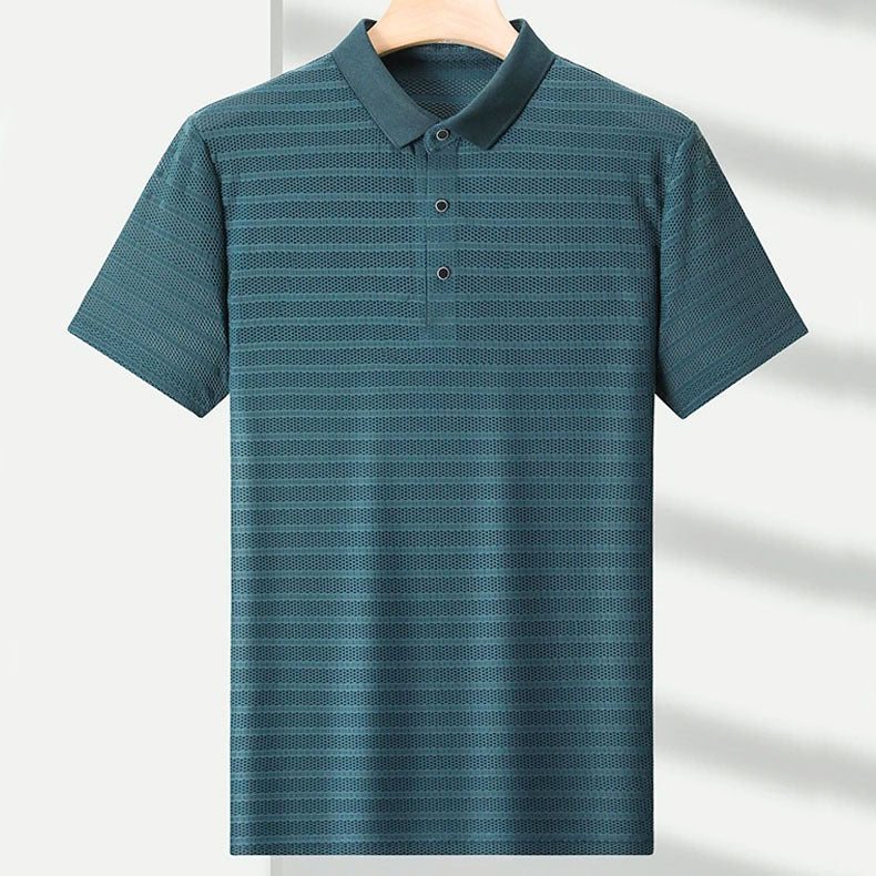 Jayvie - Men's Textured Mesh Knit Polo Shirt