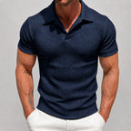 Johnny - Men's Textured Knit Polo Shirt with Open Collar