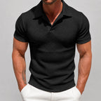 Johnny - Men's Textured Knit Polo Shirt with Open Collar