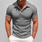 Johnny - Men's Textured Knit Polo Shirt with Open Collar