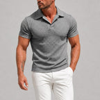 Johnny - Men's Textured Knit Polo Shirt with Open Collar