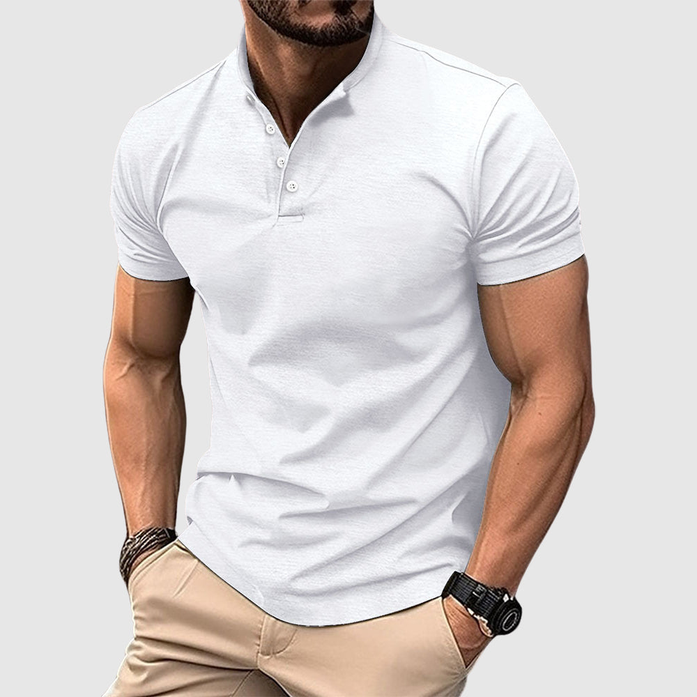 Jordan - Men's Button Placket Short-Sleeve Henley Polo Shirt