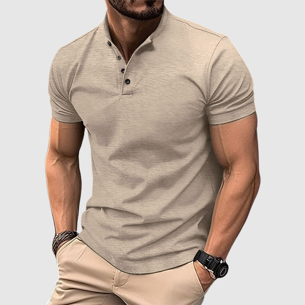 Jordan - Men's Button Placket Short-Sleeve Henley Polo Shirt