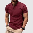 Jordan - Men's Button Placket Short-Sleeve Henley Polo Shirt