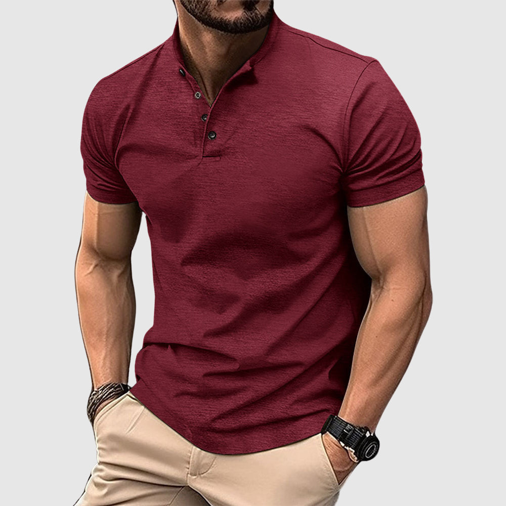 Jordan - Men's Button Placket Short-Sleeve Henley Polo Shirt