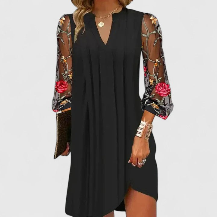 Josie - Women's Floral Embroidered V-Neck Dress
