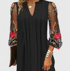 Josie - Women's Floral Embroidered V-Neck Dress