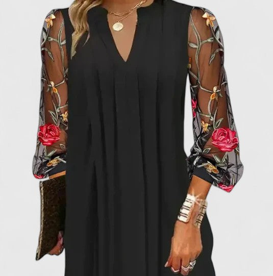 Josie - Women's Floral Embroidered V-Neck Dress