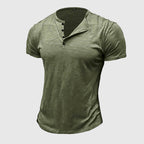 Julius - Men's Textured Slub Henley with Button Placket