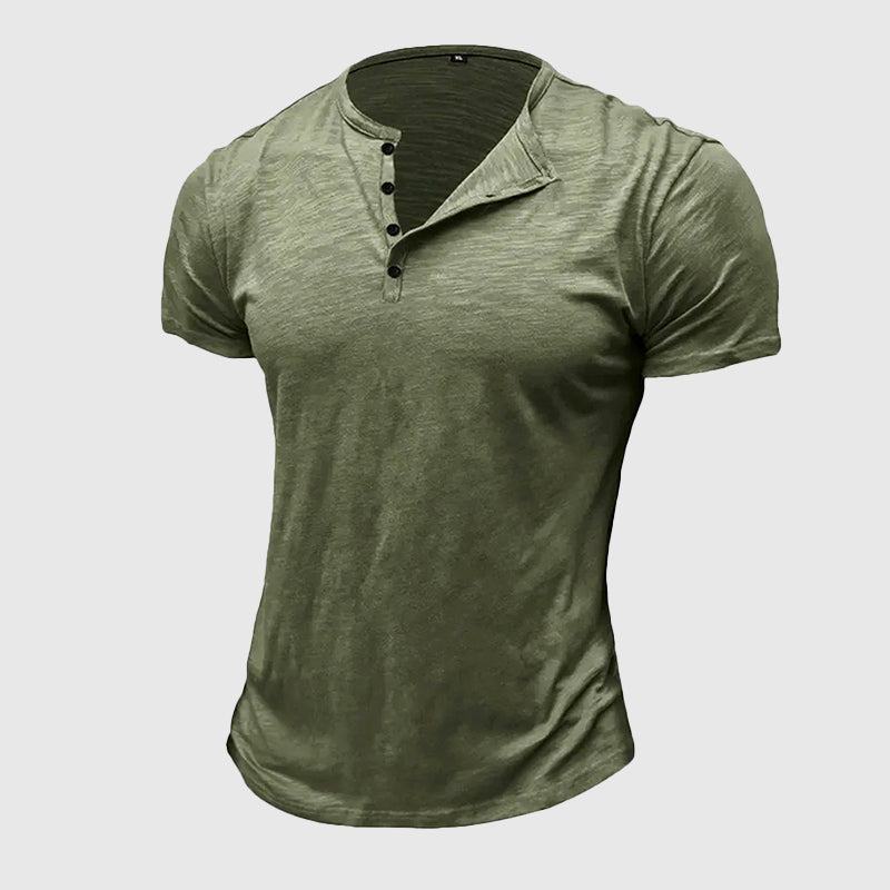 Julius - Men's Textured Slub Henley with Button Placket
