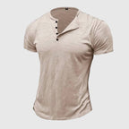 Julius - Men's Textured Slub Henley with Button Placket