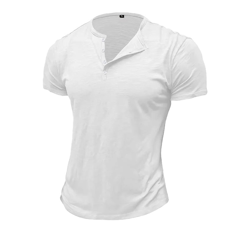 Julius - Men's Textured Slub Henley with Button Placket
