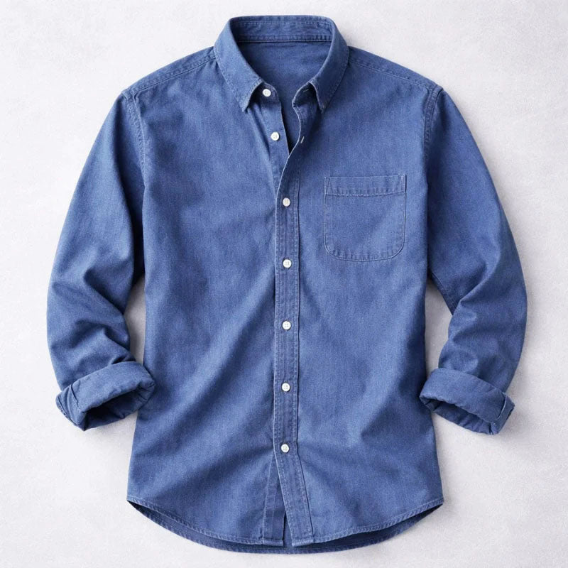Kendrick - Men's Button-Front Denim Shirt with Chest Pocket