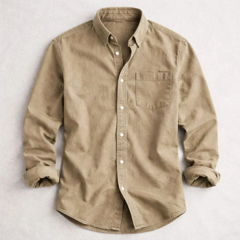 Kendrick - Men's Button-Front Denim Shirt with Chest Pocket