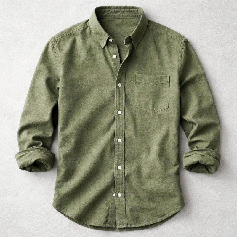 Kendrick - Men's Button-Front Denim Shirt with Chest Pocket