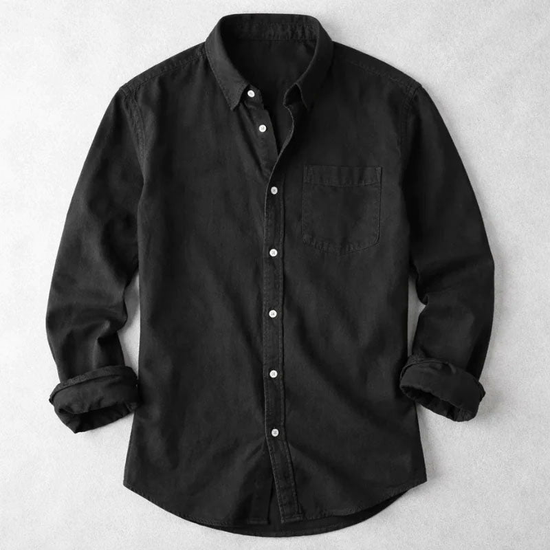 Kendrick - Men's Button-Front Denim Shirt with Chest Pocket