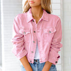 Kennedy - Women's Cropped Button-Front Denim Jacket