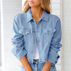 Kennedy - Women's Cropped Button-Front Denim Jacket