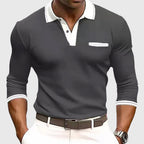 King - Men's Contrast-Trim Quarter-Sleeve Polo Shirt