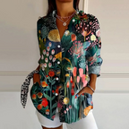 Kora - Women's Button-Front Floral Print Blouse