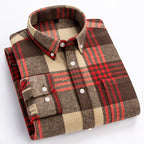 Kyler - Men's Button-Down Plaid Shirt with Brushed Finish